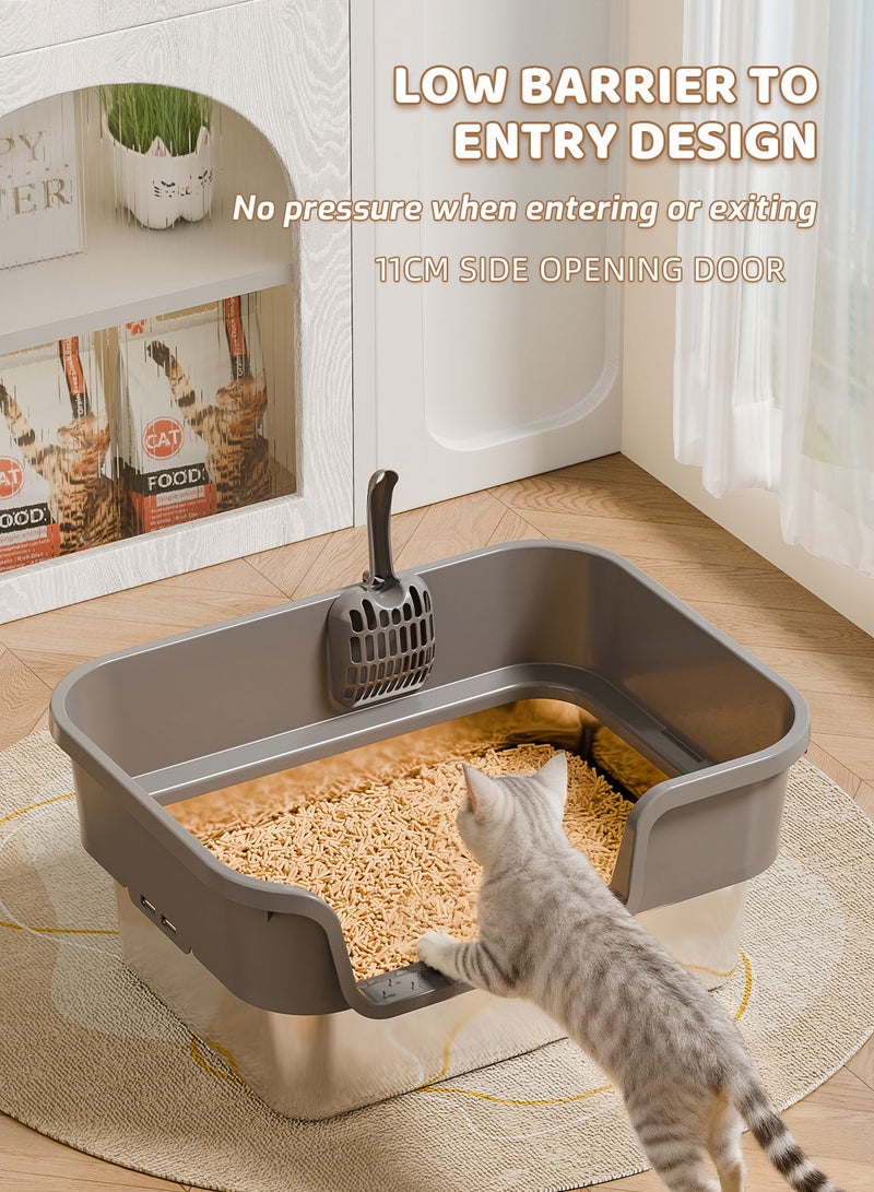 Kidle Stainless Steel Cat Litter Box with Scoop Anti Splashing and Easy Clean - Image 5